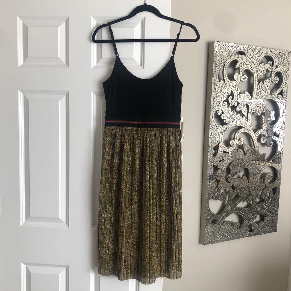 Black and Gold Midi Dress - Size M